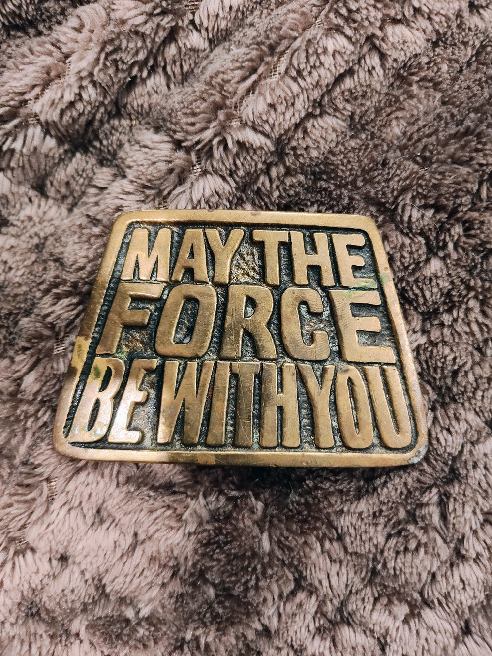 Gold-Tone 'May The Force Be With You' Statement Belt Buckle